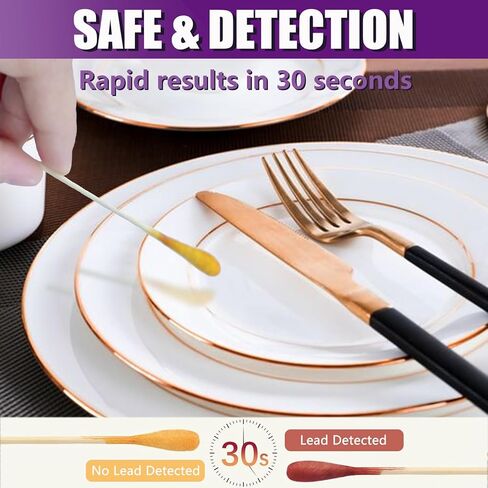 مجموعة اختبار الرصاص - مجموعة اختبار طلاء الرصاص الفورية المطورة مع 30 مسحة - نتائج مجموعة اختبار الرصاص الدقيقة في 30 ثانية لجميع الأسطح المطلية والأطباق والألعاب والمجوهرات والمعادن والسيراميك والخشب in Kuwait