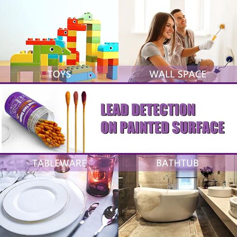 مجموعة اختبار الرصاص - مجموعة اختبار طلاء الرصاص الفورية المطورة مع 30 مسحة - نتائج مجموعة اختبار الرصاص الدقيقة في 30 ثانية لجميع الأسطح المطلية والأطباق والألعاب والمجوهرات والمعادن والسيراميك والخشب in Kuwait