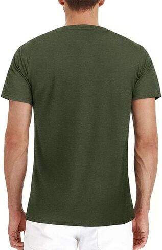 Mens Casual Short Sleeve Henley Shirts Fashion Button T Shirts with Pocket in Kuwait