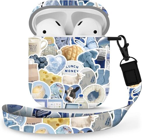 maxjoy لحالة airpods، أنيمي الكرتون تصميم لطيف airpods الجيل الأول والثاني غطاء حالة لقرون الهواء الرجال الفتيان الفتيات الأطفال، حالات kawaii لairpods التفاح 1/2، أنيمي الأبيض سحابة الحبل in Kuwait