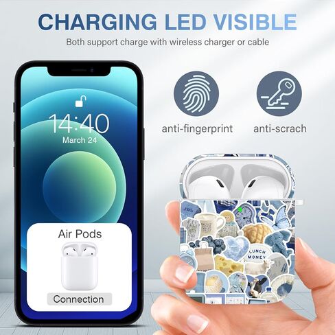 maxjoy لحالة airpods، أنيمي الكرتون تصميم لطيف airpods الجيل الأول والثاني غطاء حالة لقرون الهواء الرجال الفتيان الفتيات الأطفال، حالات kawaii لairpods التفاح 1/2، أنيمي الأبيض سحابة الحبل in Kuwait