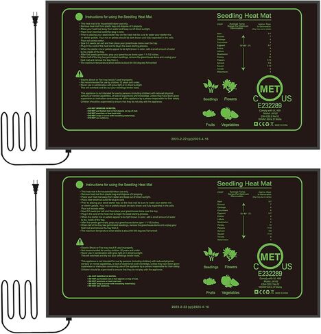 حصيرة حرارة الشتلات لبدء البذور، وسادة تدفئة مائية متينة مقاومة للماء ودافئة، حصيرة تدفئة نباتية مقاس 10 بوصة × 20.75 بوصة للإنبات والبستنة الداخلية والدفيئة - عبوتان in Kuwait