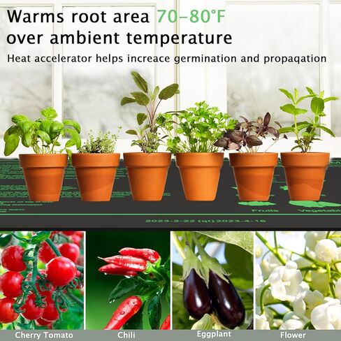 حصيرة حرارة الشتلات لبدء البذور، وسادة تدفئة مائية متينة مقاومة للماء ودافئة، حصيرة تدفئة نباتية مقاس 10 بوصة × 20.75 بوصة للإنبات والبستنة الداخلية والدفيئة - عبوتان in Kuwait