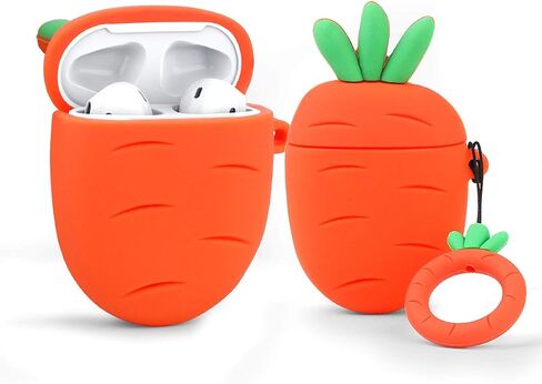 حافظة Airpods من السيليكون، غطاء لطيف ومضحك متوافق مع Apple Airpods 1&2 [سلسلة الفواكه والخضروات] [أفضل هدية للفتيات والفتيان أو الأزواج] (فراولة ثلاثية الأبعاد) in Saudi Arabia