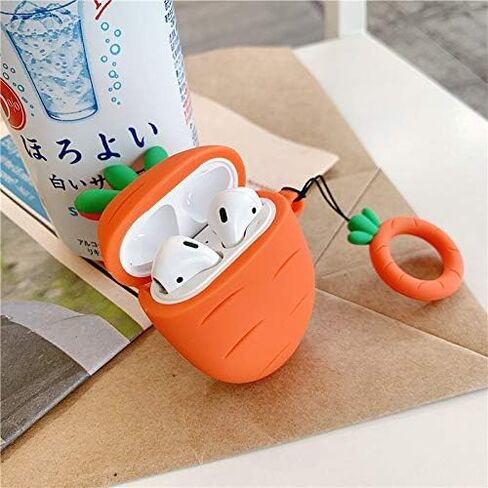 حافظة Airpods من السيليكون، غطاء لطيف ومضحك متوافق مع Apple Airpods 1&2 [سلسلة الفواكه والخضروات] [أفضل هدية للفتيات والفتيان أو الأزواج] (فراولة ثلاثية الأبعاد) in Saudi Arabia