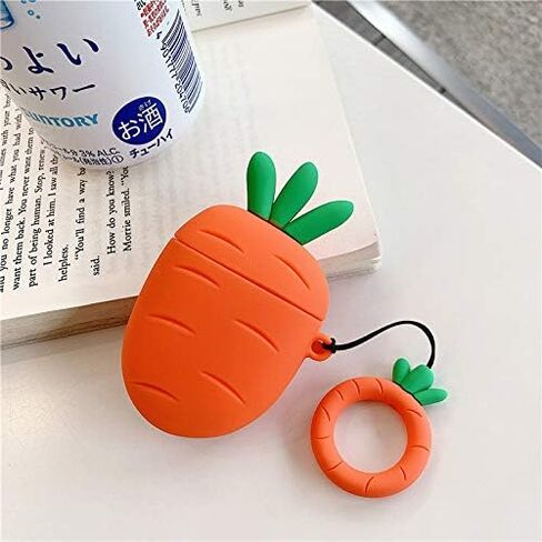 حافظة Airpods من السيليكون، غطاء لطيف ومضحك متوافق مع Apple Airpods 1&2 [سلسلة الفواكه والخضروات] [أفضل هدية للفتيات والفتيان أو الأزواج] (فراولة ثلاثية الأبعاد) in Saudi Arabia