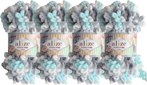 Alize Puffy Fine Color Baby Blanket Small Loop 100% Micropolyester Soft Yarn Lot of 4skn 400gr 64yds (5939) in Saudi Arabia