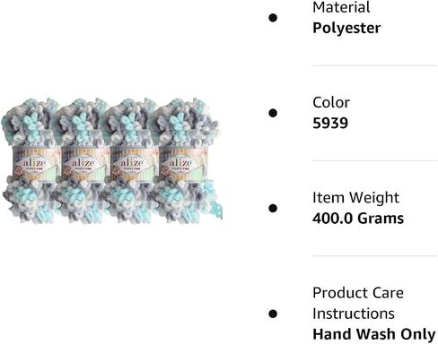 Alize Puffy Fine Color Baby Blanket Small Loop 100% Micropolyester Soft Yarn Lot of 4skn 400gr 64yds (5939) in Saudi Arabia