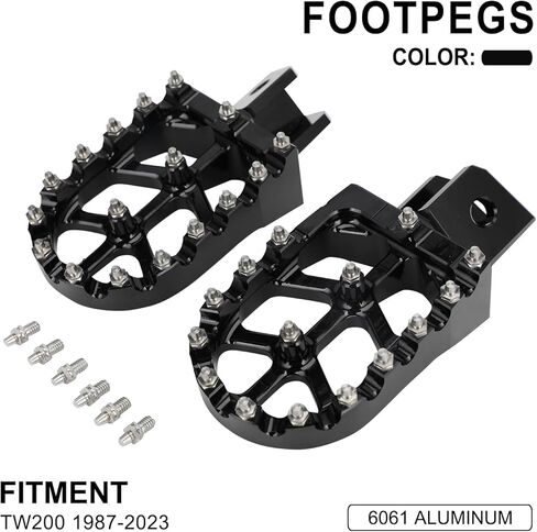 Dirt Bike Foot Pegs,Motorcycle Footpegs Wider Foot Pegs Rest Pedal CNC for TW 200 TW200 1987-2023 Black in Saudi Arabia