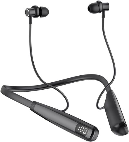 Neckband Wireless Bluetooth Headset, Sports Running Headphones, in Ear Hi-Fi Stereo Gamers Earbuds, Waterproof Earphones, Extra Long Playback with Microphone (Black) in Saudi Arabia