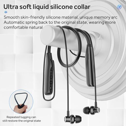 Neckband Wireless Bluetooth Headset, Sports Running Headphones, in Ear Hi-Fi Stereo Gamers Earbuds, Waterproof Earphones, Extra Long Playback with Microphone (Black) in Saudi Arabia
