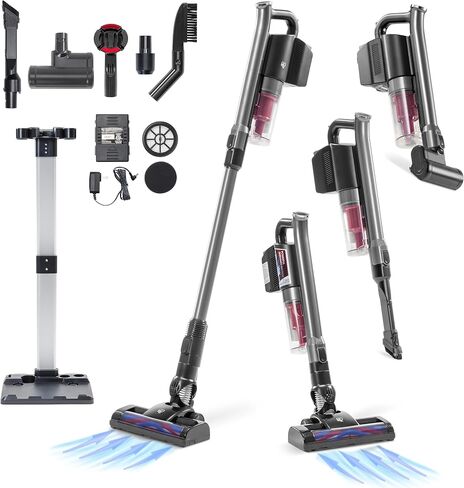 IRIS USA Power Brush Cordless Stick Vacuum for Low-profile Carpet Rugs and Hard Floors, 4-in-1 Attachments, 9000Pa Suction LED Indicator, 60K RPM 35 Min Runtime Battery, Pet Hair Cleaner in Saudi Arabia