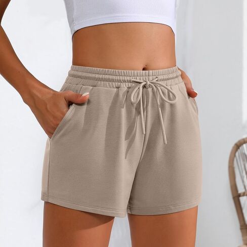 Neer 3 Pack شورتات رياضية نسائية مريحة غير رسمية برباط عالي الخصر شورت رياضي صيفي مع جيب 2024 in Kuwait