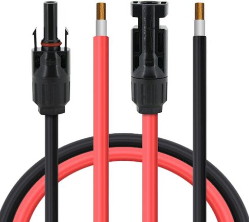 10FT Solar Panel Extension Cable,10AWG (6mm²) with Female and Male Connector Adapter Kit with Extra Free Pair of Connectors Solar Panel (10FT Red + 10FT Black) in Kuwait