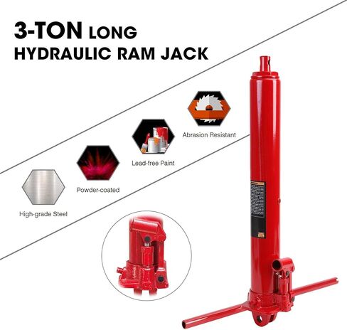 BIG RED T30306-1 Torin Hydraulic Long Ram Jack with Single Piston Pump and Clevis Base (Fits: Garage/Shop Cranes, Engine Hoists, and More): 3 Ton (6,000 lb.) Capacity, Red in Saudi Arabia