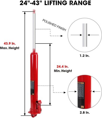 BIG RED T30306-1 Torin Hydraulic Long Ram Jack with Single Piston Pump and Clevis Base (Fits: Garage/Shop Cranes, Engine Hoists, and More): 3 Ton (6,000 lb.) Capacity, Red in Saudi Arabia