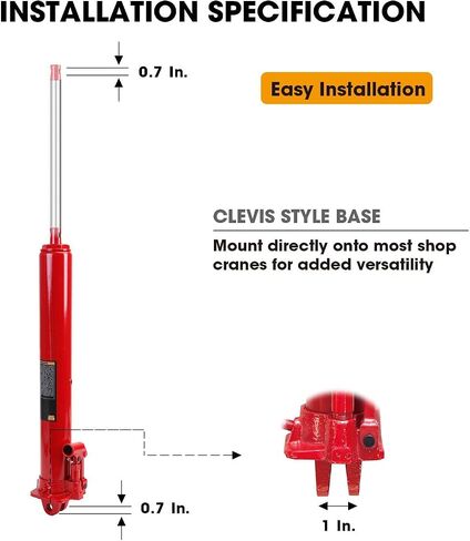 BIG RED T30306-1 Torin Hydraulic Long Ram Jack with Single Piston Pump and Clevis Base (Fits: Garage/Shop Cranes, Engine Hoists, and More): 3 Ton (6,000 lb.) Capacity, Red in Saudi Arabia
