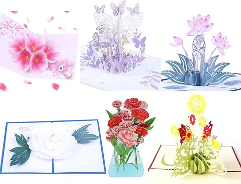 WESAPPINC 6Pack 3D Greeting cards Christmas Cards Pop Up Holiday Postcards, Birthday Anniversaries Card for Fathers,Valentines, Friend,Kids, Thank You Handmade Appreciation Gifts (1pack Mother card) in Kuwait