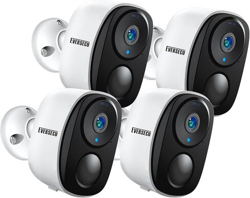 EVERSECU 2K 3MP Outdoor Wireless Security Camera Support Pairing Via Bluetooth, Rechargeable Battery-Powered WiFi Home CCTV Bullet Camera, Spotlight, PIR Motion Detection, 2-Way Audio (4pack) in Kuwait