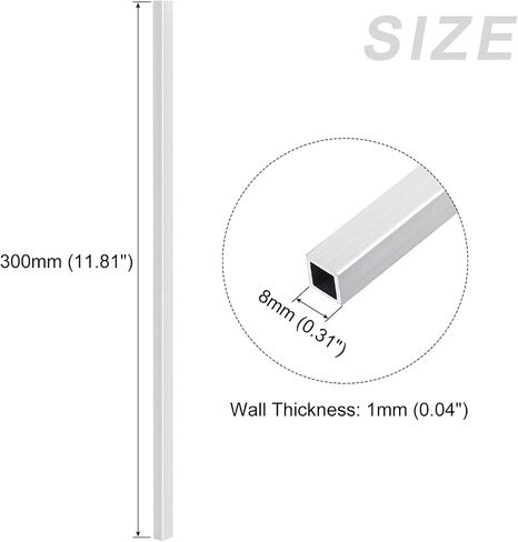 METALLIXITY Square Aluminum Tube (10mm x 10mm x 1mm x 200mm) 6Pcs, 6063 Aluminum Tubing - for Home Furnishing, Machinery in Saudi Arabia