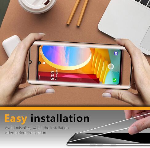 واقي شاشة UniqueMe [عبوة من قطعتين] متوافق مع زجاج LG Velvet/LG Velvet 5G UW المقوى، طبقة تغطية كاملة ثلاثية الأبعاد عالية الدقة [سهلة التركيب] حماية من الحافة إلى الحافة in Kuwait