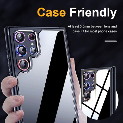 واقي عدسة الكاميرا لهاتف Samsung Galaxy S22 Ultra، واقي عدسة الكاميرا الخلفية من الزجاج المقوى المضاد للخدش، غطاء حلقة عدسة من سبائك الألومنيوم مناسب لهاتف Samsung Galaxy S22 Ultra (متعدد الألوان) in Kuwait