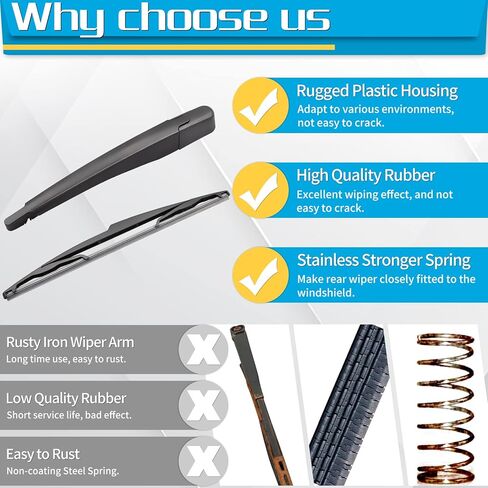 شفرة ذراع الممسحة الخلفية، بديلة لسيارة Ford Edge 2007-2013 - استبدال مجموعة ممسحة الزجاج الأمامي الخلفية من ZOFFI - نافذة تنظيف مطاطية طبيعية لجميع المواسم in Kuwait
