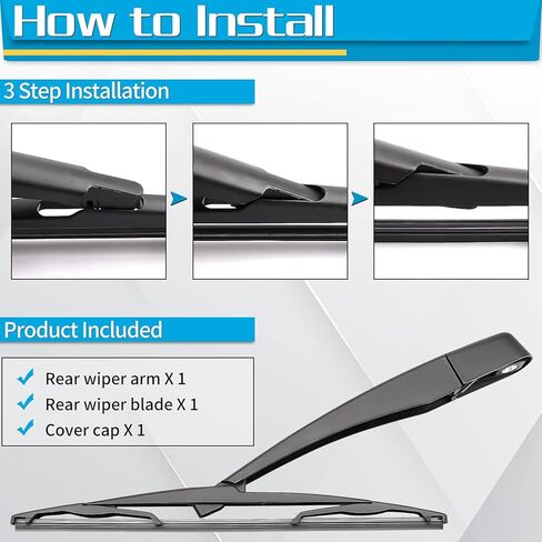 شفرة ذراع الممسحة الخلفية، بديلة لسيارة Ford Edge 2007-2013 - استبدال مجموعة ممسحة الزجاج الأمامي الخلفية من ZOFFI - نافذة تنظيف مطاطية طبيعية لجميع المواسم in Kuwait