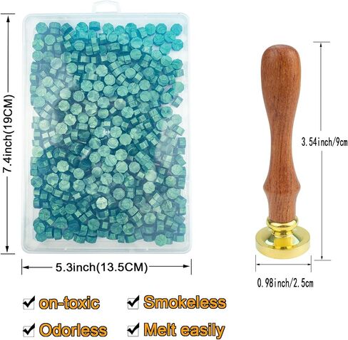 420 PCS Pine Green Sealing Wax Beads Kit Tomgenrine,with 1PCS "Forever Young" Sealing Wax Stamp with Removable Brass Head Wooden Handle for Making Letter Greeting Cards and Party Invitation in Saudi Arabia