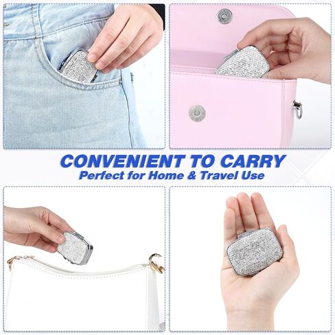 Pill Organizer 2 Compartment Cute Daily Medicine Container Portable Travel Pill Box Bling Crystal Diamond Small Pill Holder Case Pill Dispenser for Vitamins Cod Liver Oil Supplement(Silver) in Saudi Arabia