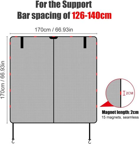 Car Sun Shade, Car Tailgate Mosquito Net Rear Windshield Sunshade Screen Magnetic Mount (Black, 170x150cm/67x59inch) in Saudi Arabia