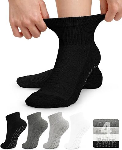 yeuG Diabetic Socks with Grippers for Women Men Hospital Socks with Grips Non Slip Socks Grippy Socks Non Binding Ankle Socks in Saudi Arabia