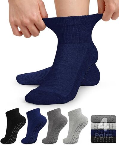 yeuG Diabetic Socks with Grippers for Women Men Hospital Socks with Grips Non Slip Socks Grippy Socks Non Binding Ankle Socks in Saudi Arabia