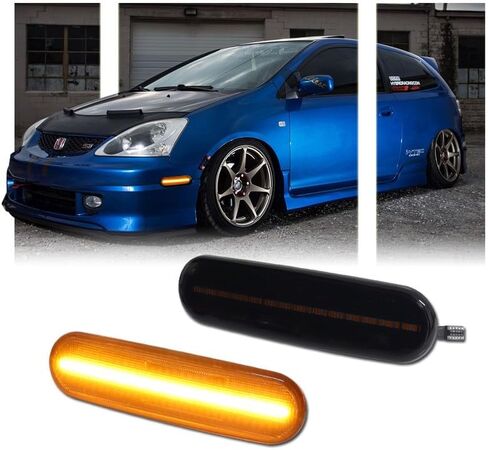 2 قطعة لـ 2002 2003 2004 2005 H-onda Civic Si EP3 3DR مصابيح تحديد جانبية للمصد الأحمر الخلفي، عدسة مدخنة، [تركيب بدون جهد] استبدال #33801S5TA01 in Kuwait