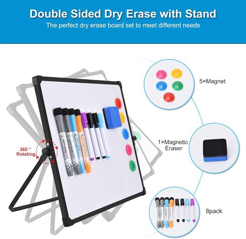 Dry Erase Board,Small White Board 16"x12" with Stand and 14pack Dry Erase Board Accessories,Magnetic Whiteboard for Wall Desktop Desk Students Classroom Drawing School Office in Saudi Arabia