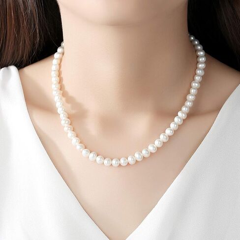 VIKI LYNN Pearl Necklace 6-7mm AAA Freshwater Cultured Pearl Choker Jewelry for Women 16 Inch in Saudi Arabia