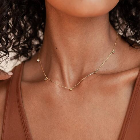 Gold Dainty Choker Necklace for Women,14K Gold Plated Station Necklace Womens CZ Chain Trendy Layering Necklaces Minimalist Simple Jewelry Gift in Saudi Arabia
