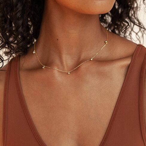 Gold Dainty Choker Necklace for Women,14K Gold Plated Station Necklace Womens CZ Chain Trendy Layering Necklaces Minimalist Simple Jewelry Gift in Saudi Arabia
