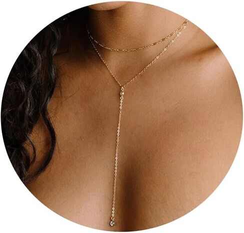 Gold Dainty Choker Necklace for Women,14K Gold Plated Station Necklace Womens CZ Chain Trendy Layering Necklaces Minimalist Simple Jewelry Gift in Saudi Arabia