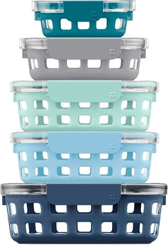 Ello Duraglass Mixed Meal Prep Sets Leak-Proof Glass Food Storage Containers with Silicone Sleeves and Airtight BPA-Free Lids, Dishwasher, Microwave, and Freezer Safe in Saudi Arabia