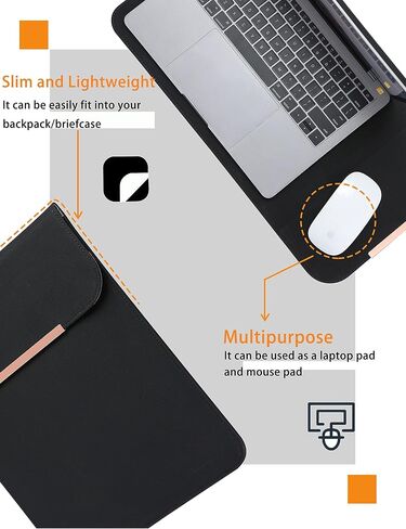 HYZUO 13 Inch Laptop Sleeve Compatible with MacBook Air 13.6/13 M2 A2681 M1 A2337 2018-2024, MacBook Pro 13 M2 M1 2016-2024, Faux Suede Leather Case, Brown-Single in Saudi Arabia