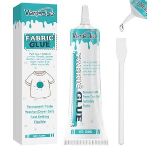 Fabric Glue, Mighty mend it Washable Fabric Glue, Liquid Stitch Clear Flexible Fabric Glue for Clothing, Glue for Fabric for All Fabrics, Cotton, Flannel, Denim, Leather, Polyester, Doll Repair