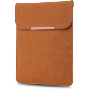 HYZUO 13 Inch Laptop Sleeve Compatible with MacBook Air 13.6/13 M2 A2681 M1 A2337 2018-2024, MacBook Pro 13 M2 M1 2016-2024, Faux Suede Leather Case, Brown-Single