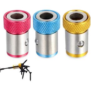 3pcs Removable Screwdriver Bits Magnetic Ring Screw Catcher Holder Metal Strong Magnetizer for 1/4 Inch Hex Shank Double End Screwdriver Bits