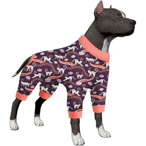 LovinPet Dog Recovery Bodysuit for Large Dogs Girl - Anxiety Calming Dog Pajamas, Lightweight Comfy Fabric, Rainbow Print, Large Dog Pjs, 4 Legged Pullover Dog Onesie for Boy Or Girl,Large