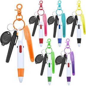 Nurse Pen Set, Badge Reel Pen Include 6PCS Highlighter and 6PCS Permanent Marker Pen and 6PCS Led Keychain Flashlight and 6PCS Ball Pen and 6pcs Nursing Keychain Clip (6 Sets)