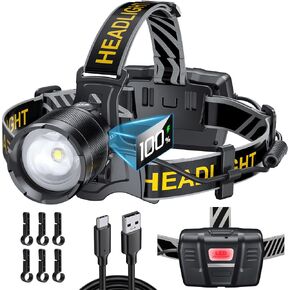 100000LM Supper Bright Headlamp with Motion Sensor & Red Warning Light, 8 Zoomable Modes 80H Standby Battery Time Head Lamp, IP68 Waterproof Head Lights for Forehead Hunting Camping Hiking Emergency in Saudi Arabia