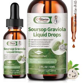 2 Pcak Soursop Graviola Leaf Extract Liquid Drop for Cell Regeneration & Immune Support-Vegan Soursop Bitters Liquid,99% High Absorption Form Soursop Leaf & Fruit Complex