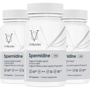 Vitruvin Spermidine 10mg, Ultra-absorbable, 3 Bottles Pack, Vegan, Non-GMO, Gluten-Free, Gelatin-Free.