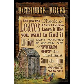 Bathroom Outhouse Rules 8" X 12" Metal Sign Metal Plaque 12x8 Inches